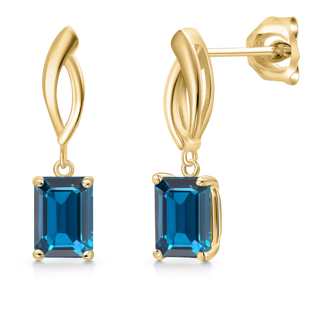 London Blue Topaz - November_Earrings in 10K Yellow Gold