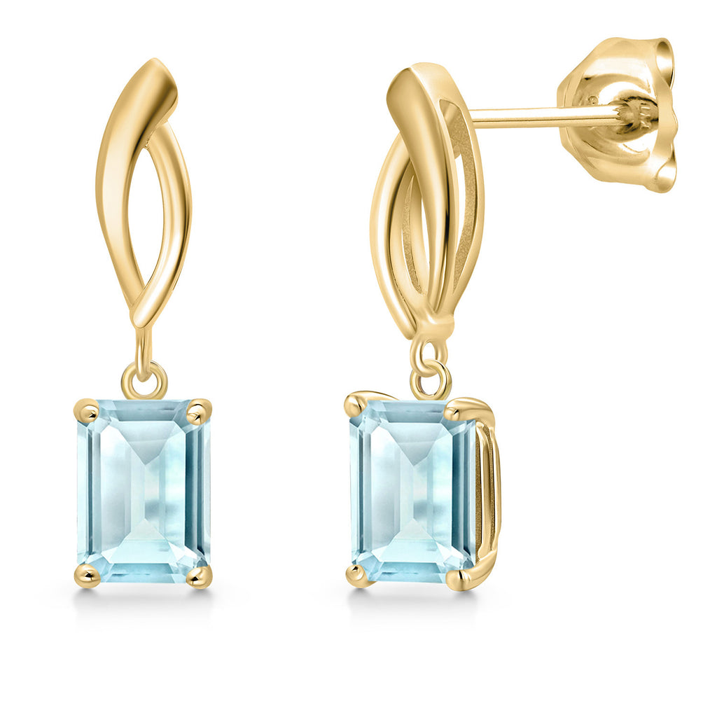 Sky Blue Topaz - November_Earrings in 10K Yellow Gold