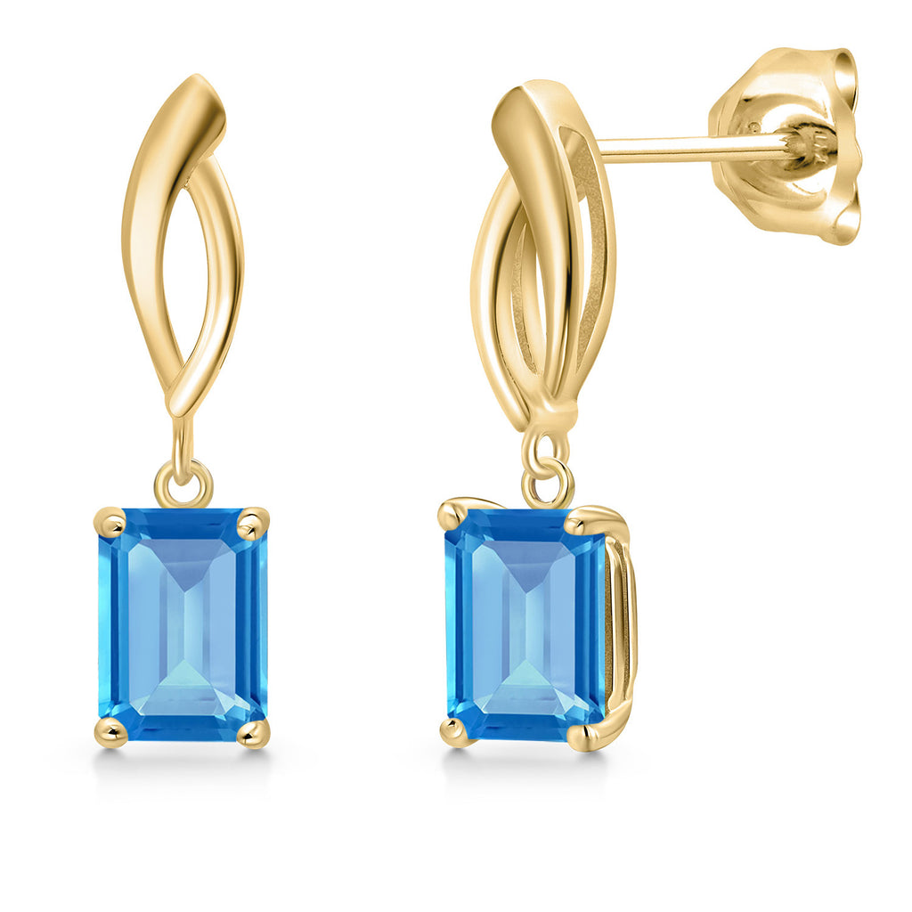 Swiss Blue Topaz - November_Earrings in 10K Yellow Gold