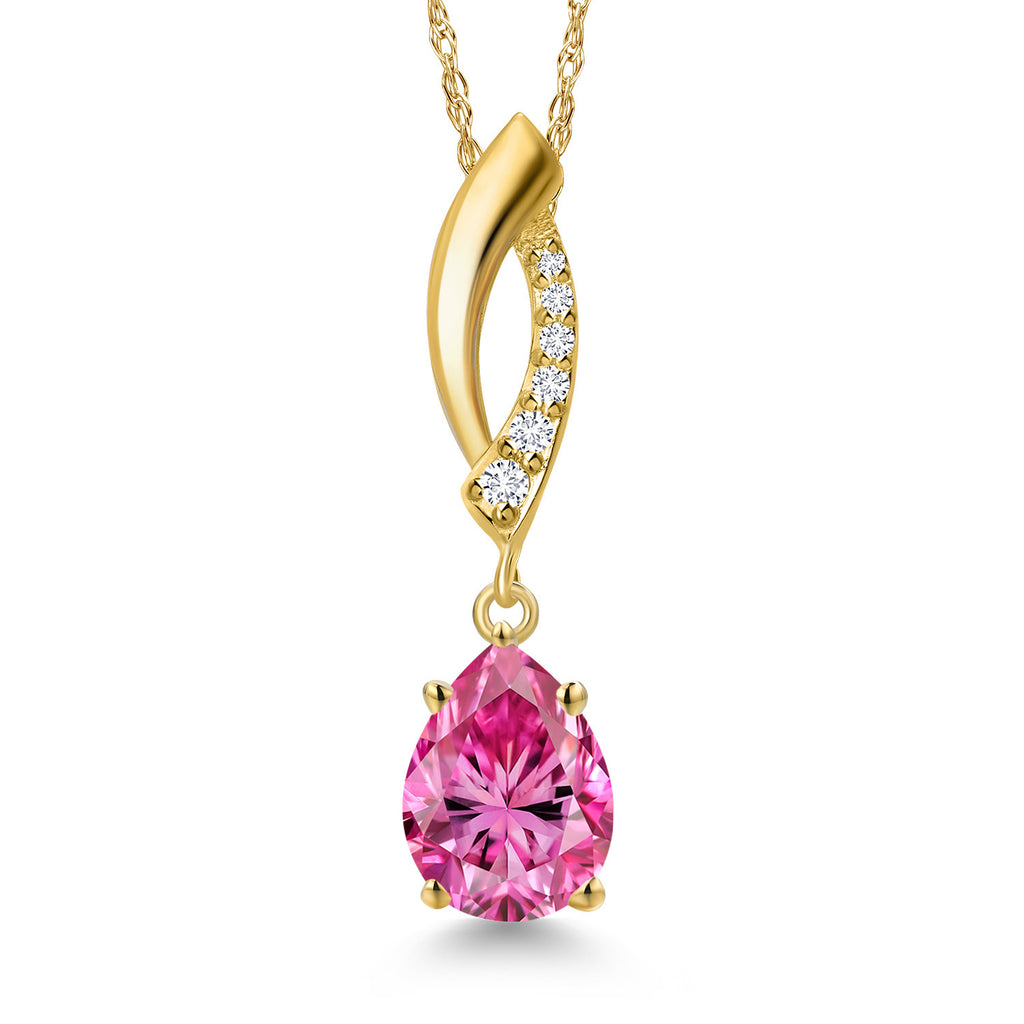 Pink Moissanite - April_Pendant in 10K Yellow Gold