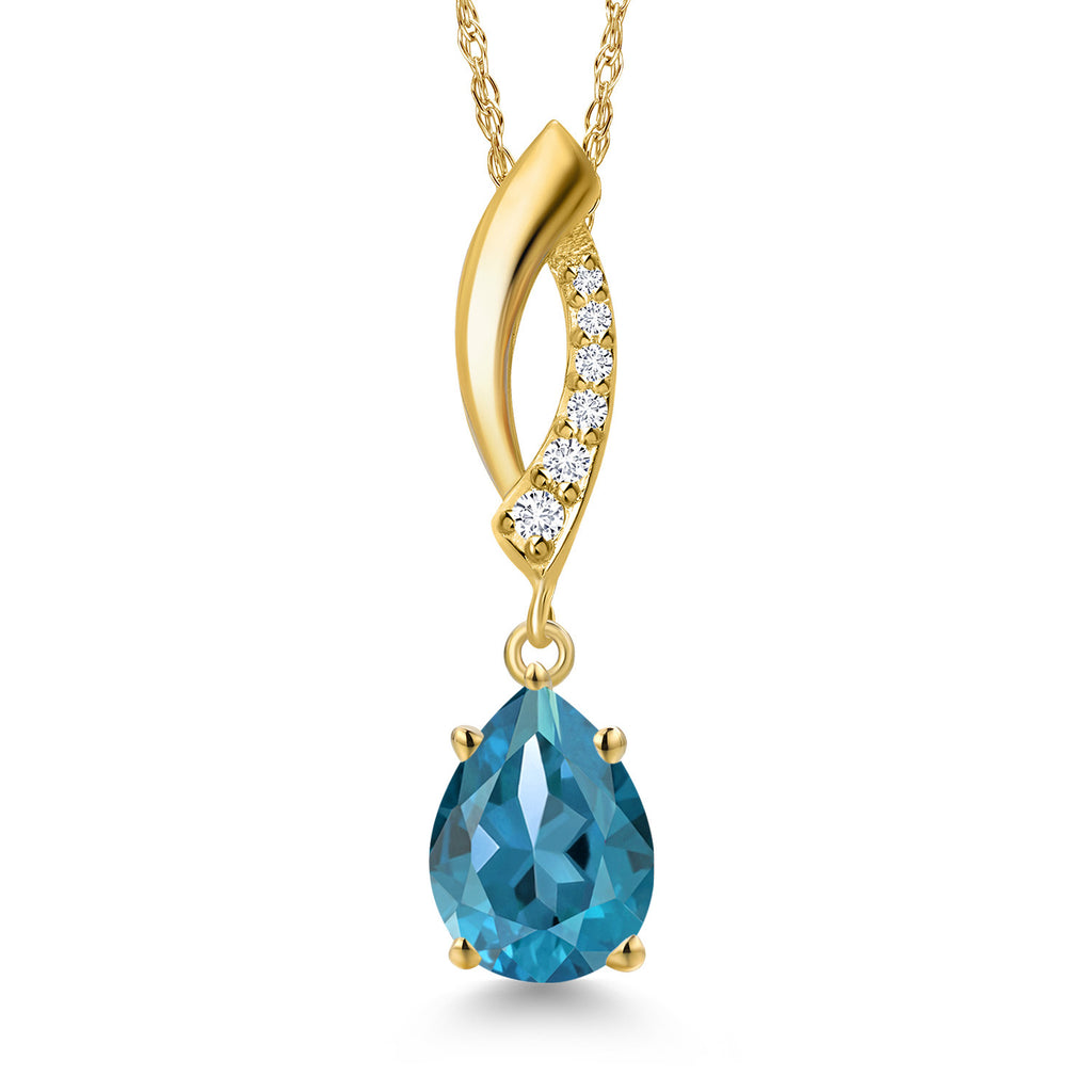 London Blue Topaz - November_Pendant in 10K Yellow Gold