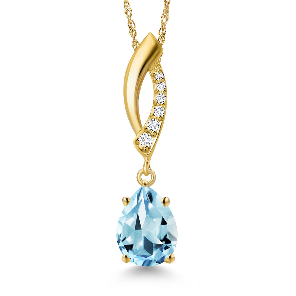 Sky Blue Topaz - November_Pendant in 10K Yellow Gold