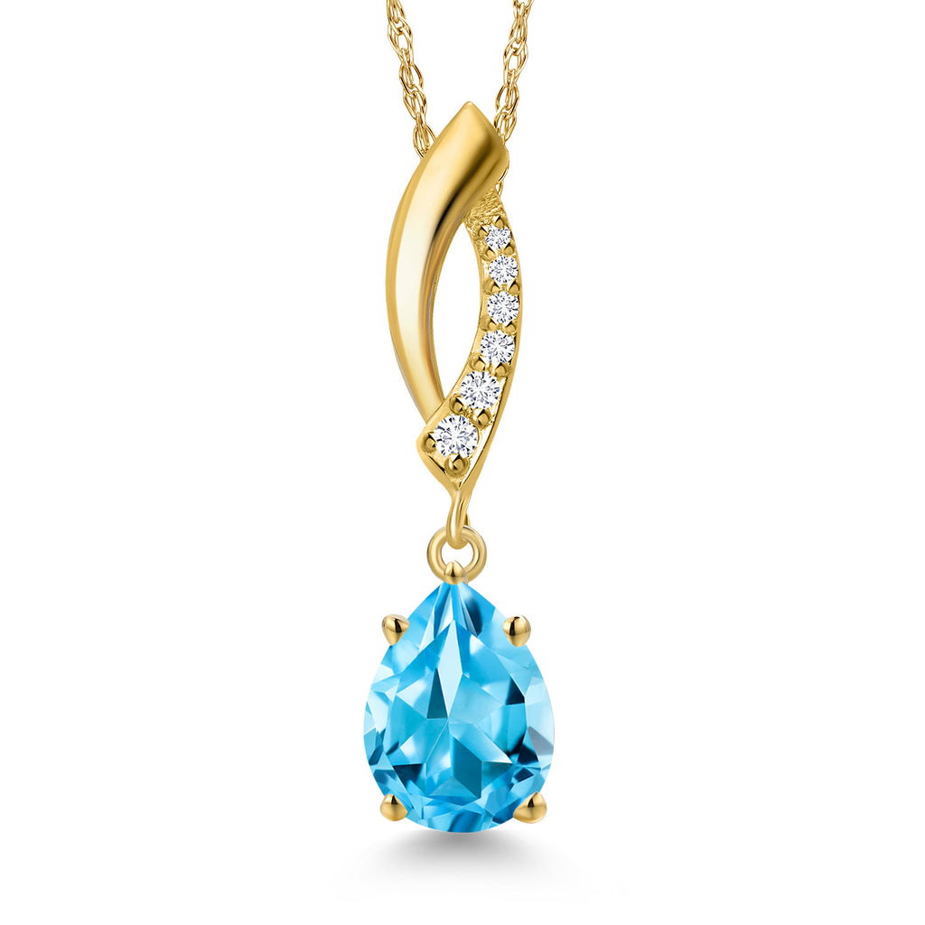 Swiss Blue Topaz - November_Pendant in 10K Yellow Gold
