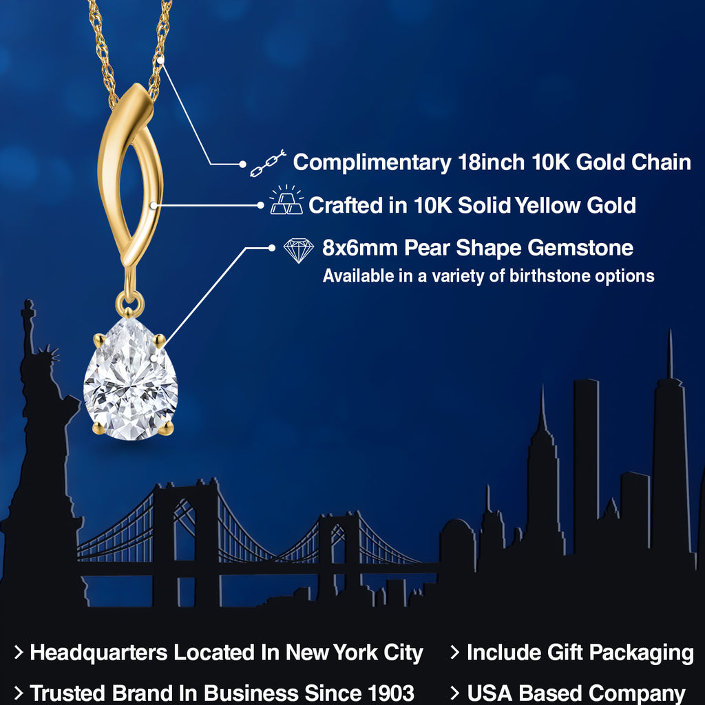 White Moissanite - April_Pendant in 10K Yellow Gold
