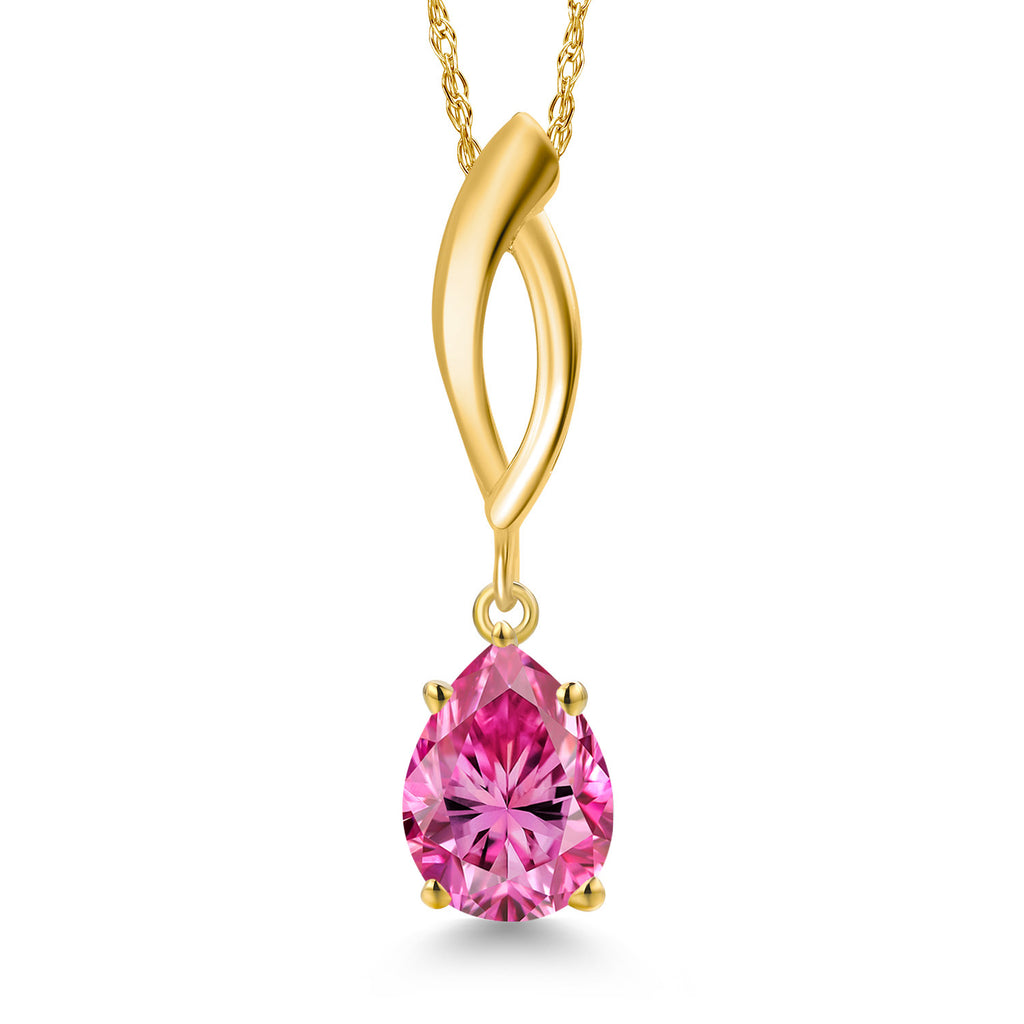 Pink Moissanite - April_Pendant in 10K Yellow Gold