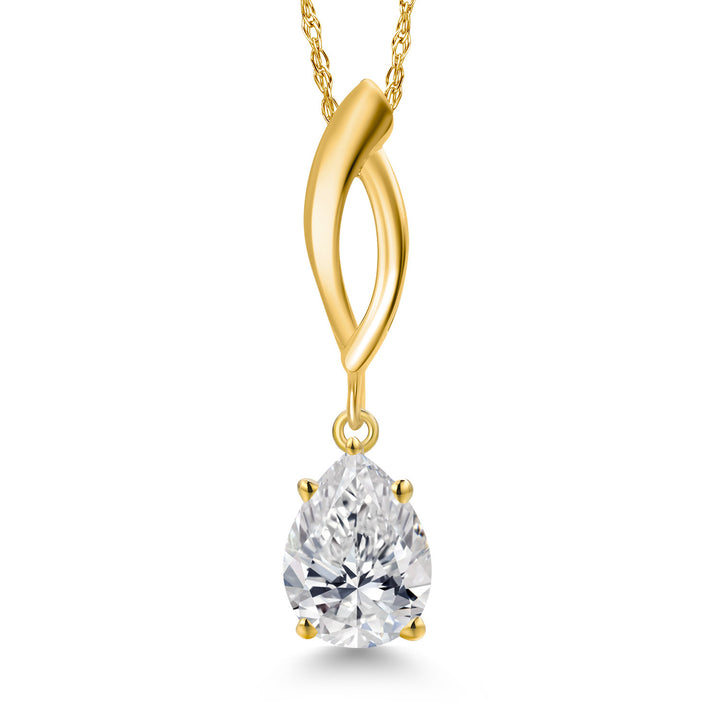 Gem Stone King 0.7 to 2.5 Carat IGI Certified Lab Grown Diamond Solitaire Pendant Necklace for Women | 10K Yellow Gold | D-E Color | VS Clarity | 18" Chain | Fine Jewelry Gift