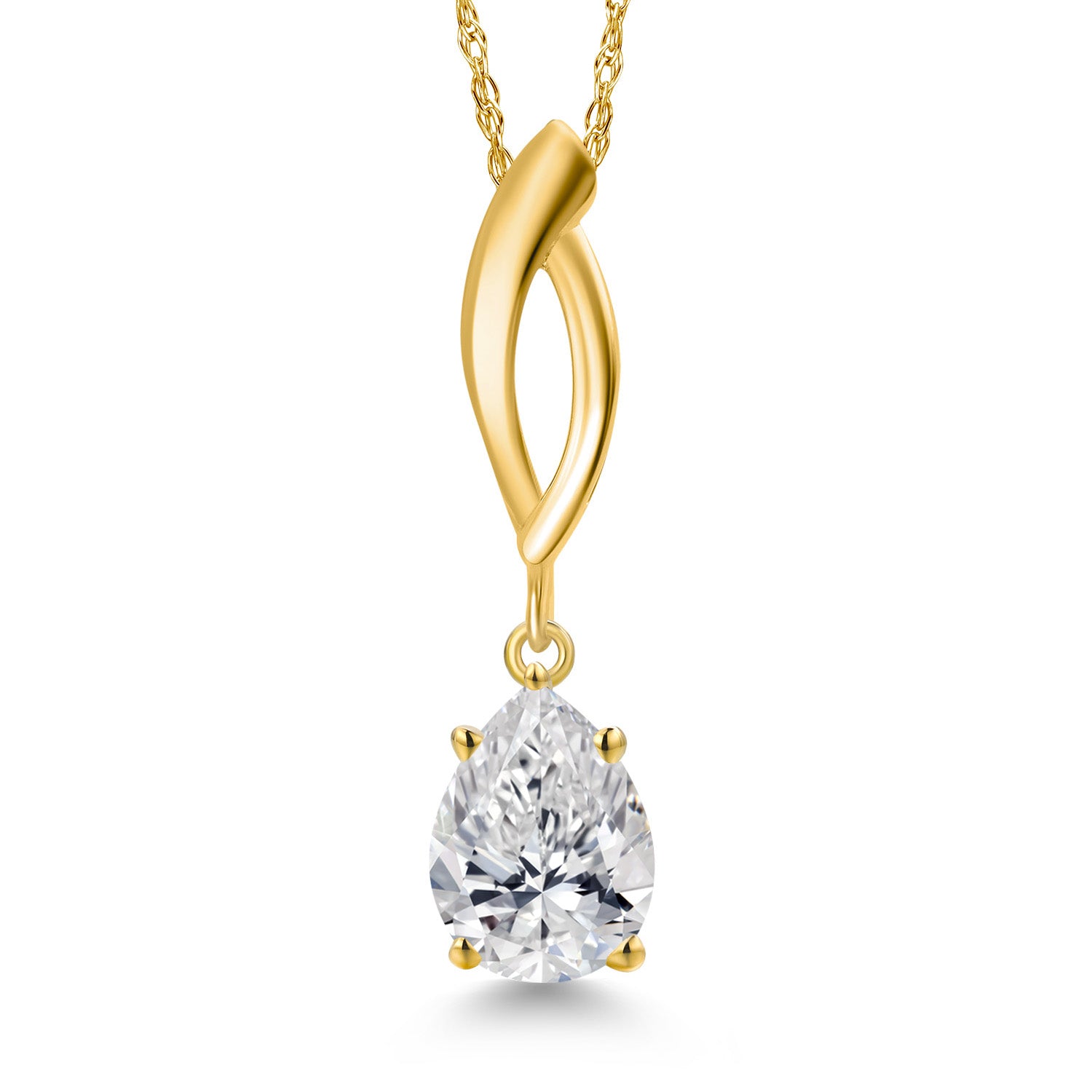 1.00 Ct IGI Certified Lab Grown Diamond Pendant Necklace For Women in 10K Yellow Gold | Pear Shape | E-F Color | VS1-VS2 Clarity | With 18 Inch Chain