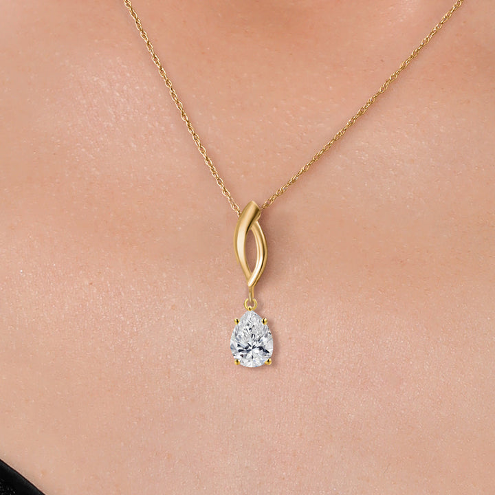 10K Yellow Gold 8X6MM Pear Shape Gemstone Birthstone Infinity Pendant Necklace For Women | Gold Necklace For Women | With 18 Inch Gold Chain