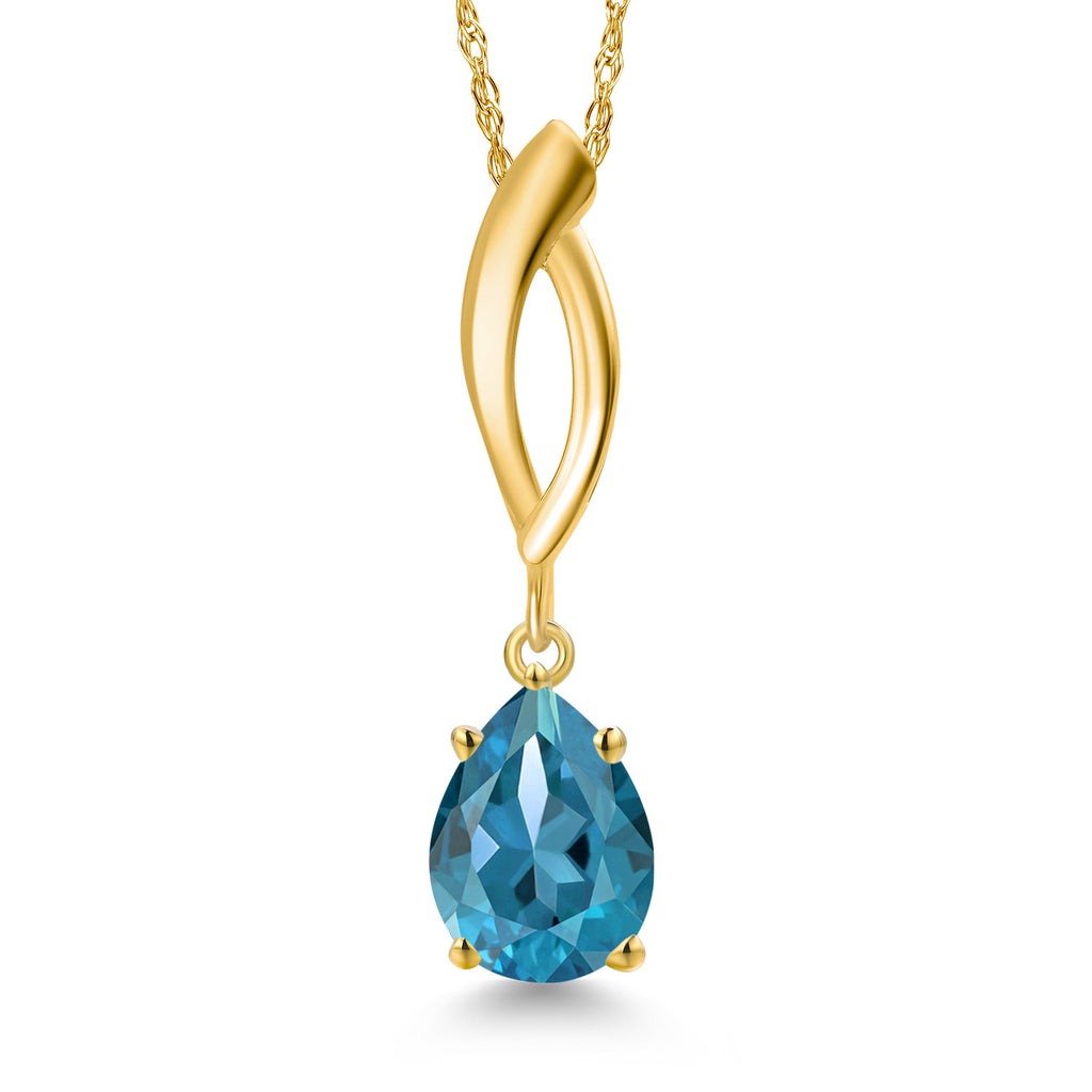 London Blue Topaz - November_Pendant in 10K Yellow Gold