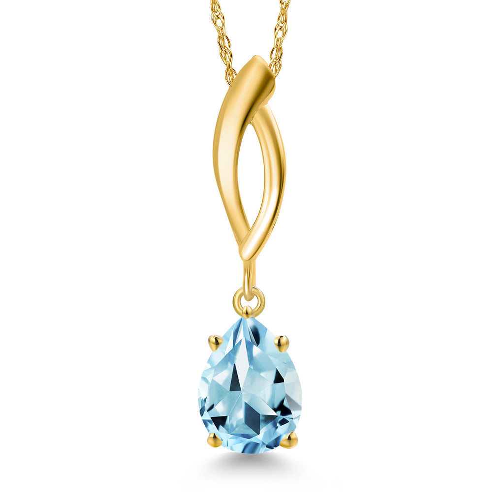 Sky Blue Topaz - November_Pendant in 10K Yellow Gold