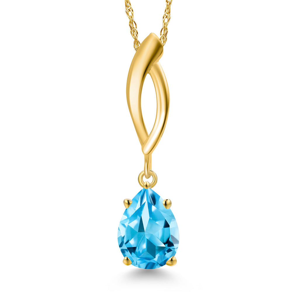 Swiss Blue Topaz - November_Pendant in 10K Yellow Gold