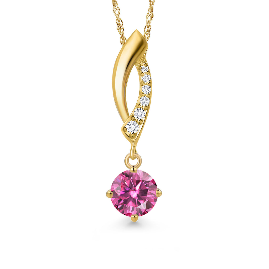 Pink Moissanite - April_Pendant in 10K Yellow Gold