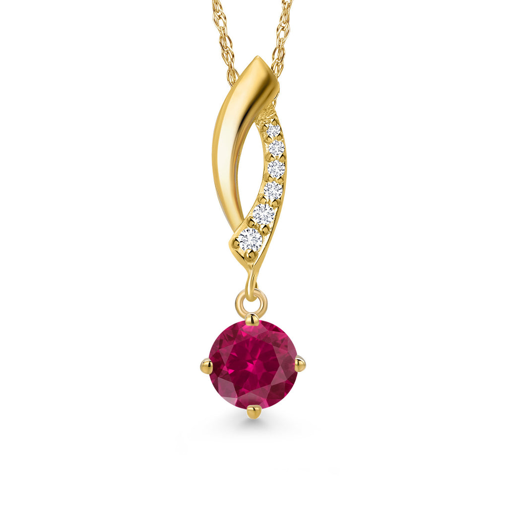Created Ruby - July_Pendant in 10K Yellow Gold