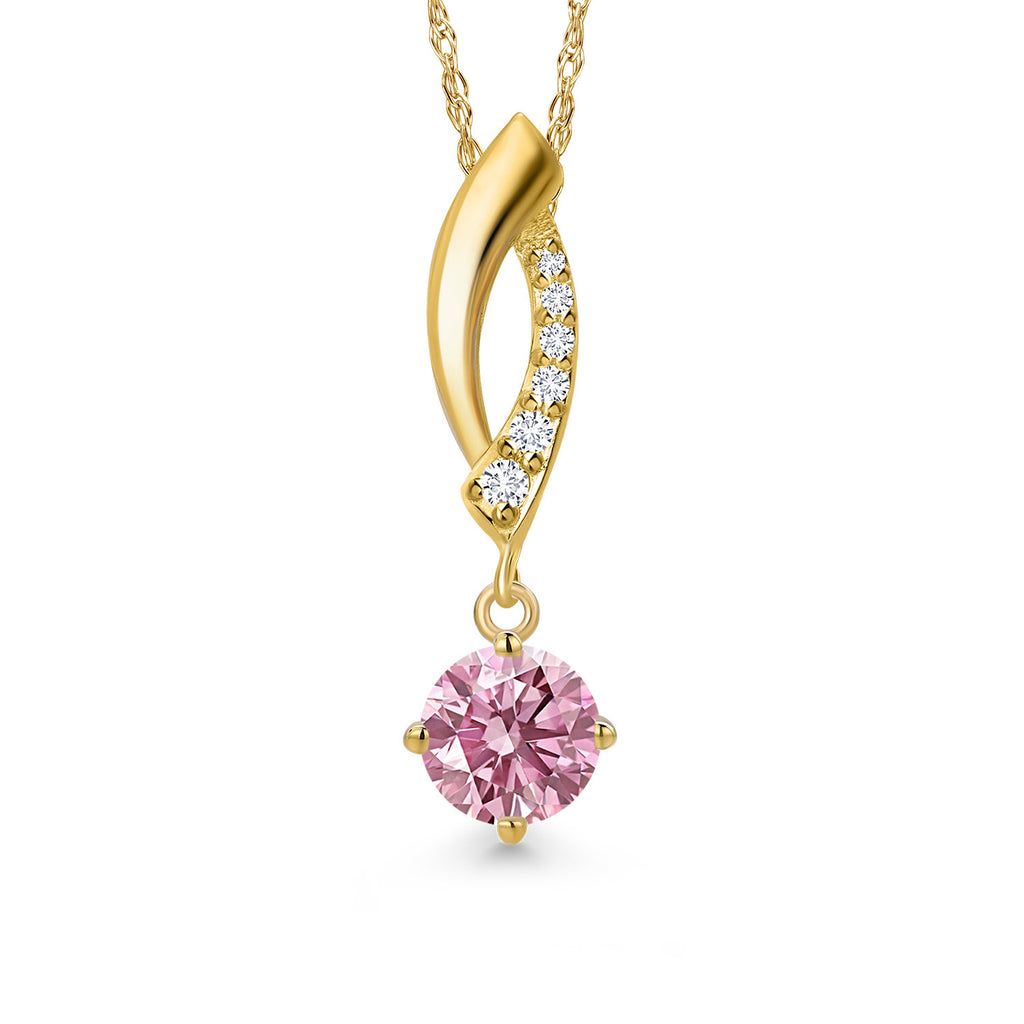 Pink Lab Grown Diamond - April_Pendant in 10K Yellow Gold