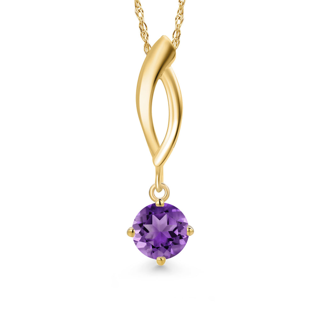 Amethyst - February_Pendant in 10K Yellow Gold
