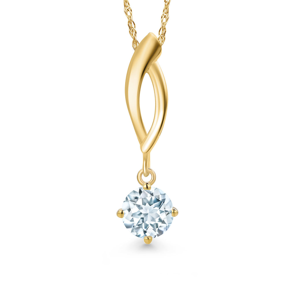Aquamarine - March_Pendant in 10K Yellow Gold