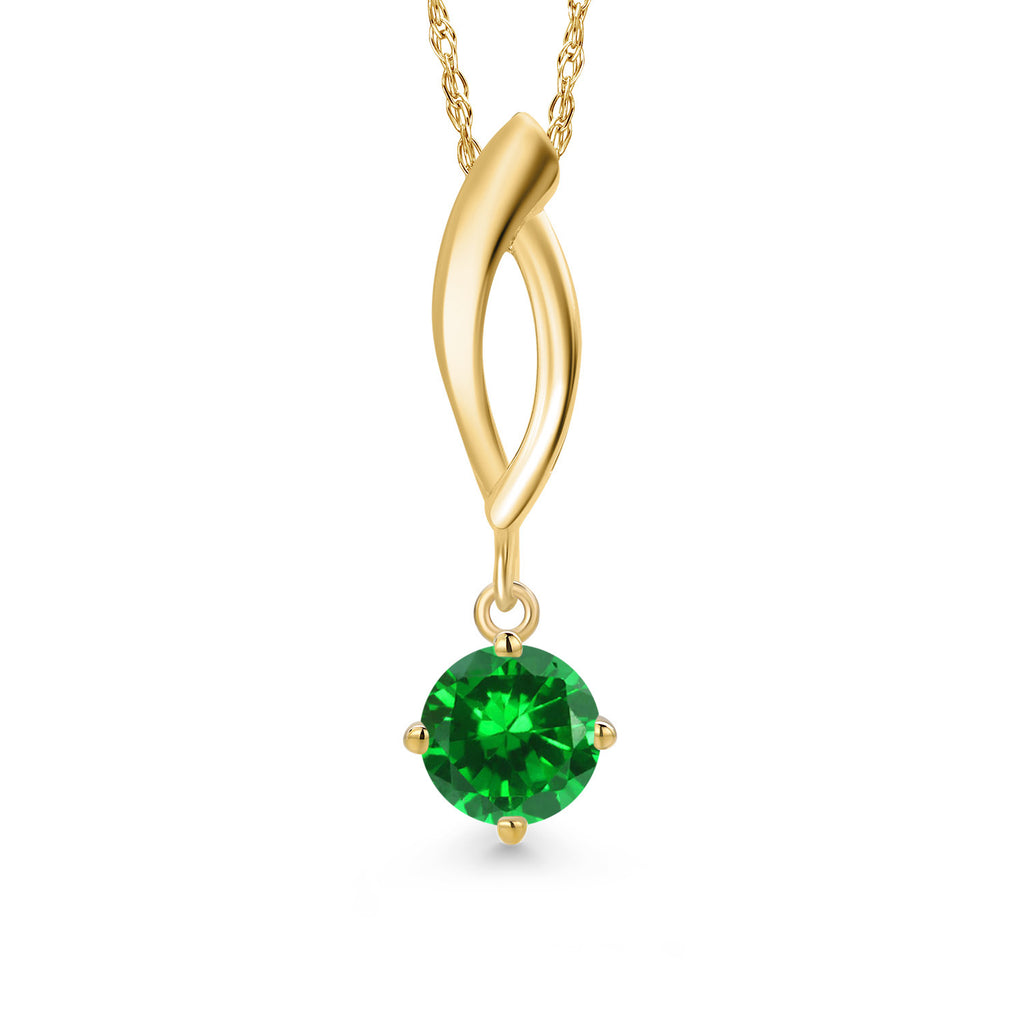 Created Emerald - May_Pendant in 10K Yellow Gold