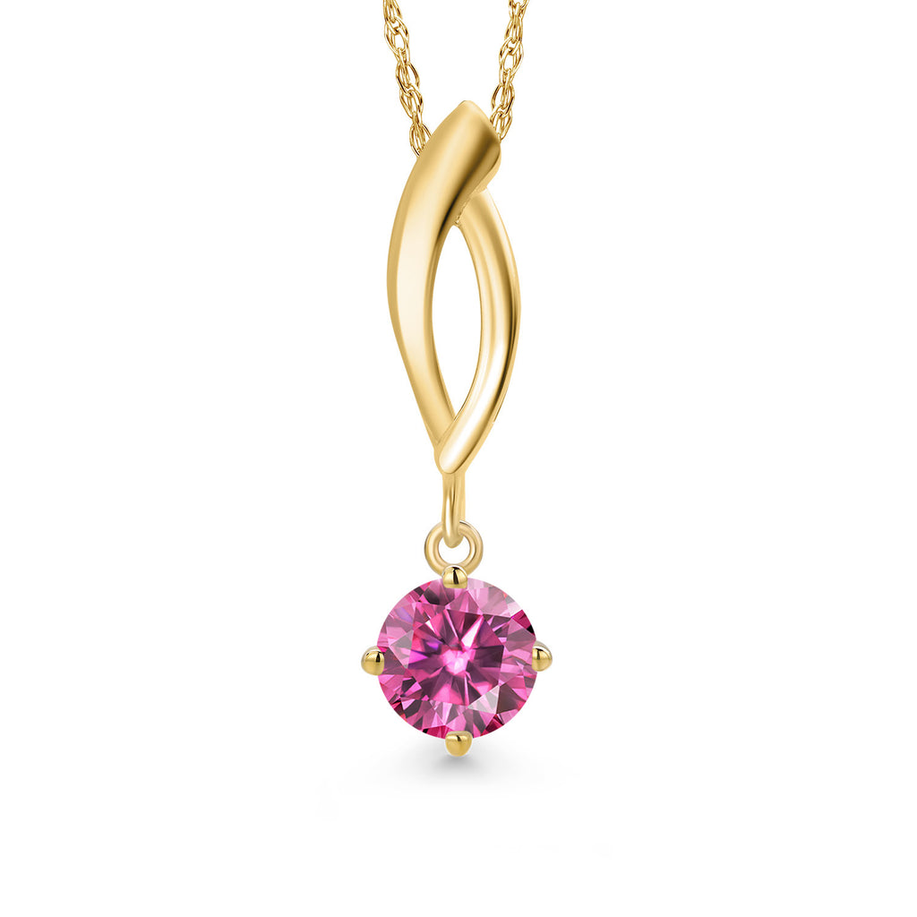 Pink Moissanite - April_Pendant in 10K Yellow Gold