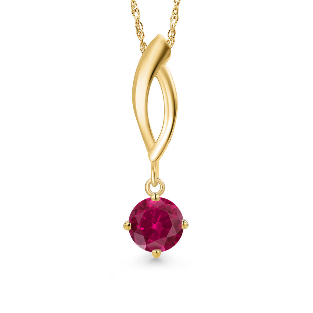 Created Ruby - July_Pendant in 10K Yellow Gold