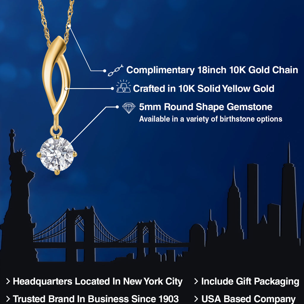 White Lab Grown Diamond - April_Pendant in 10K Yellow Gold