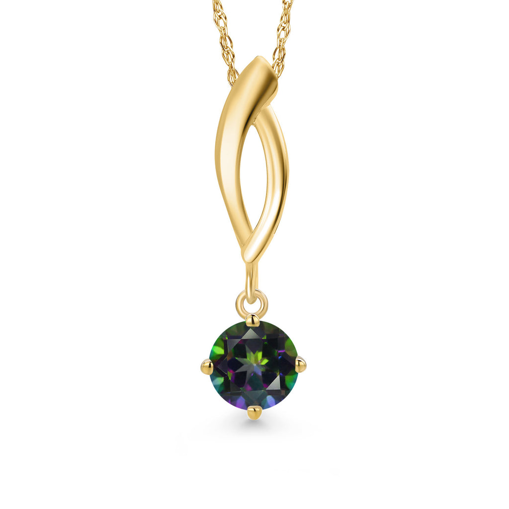 Green Mystic Topaz_Pendant in 10K Yellow Gold