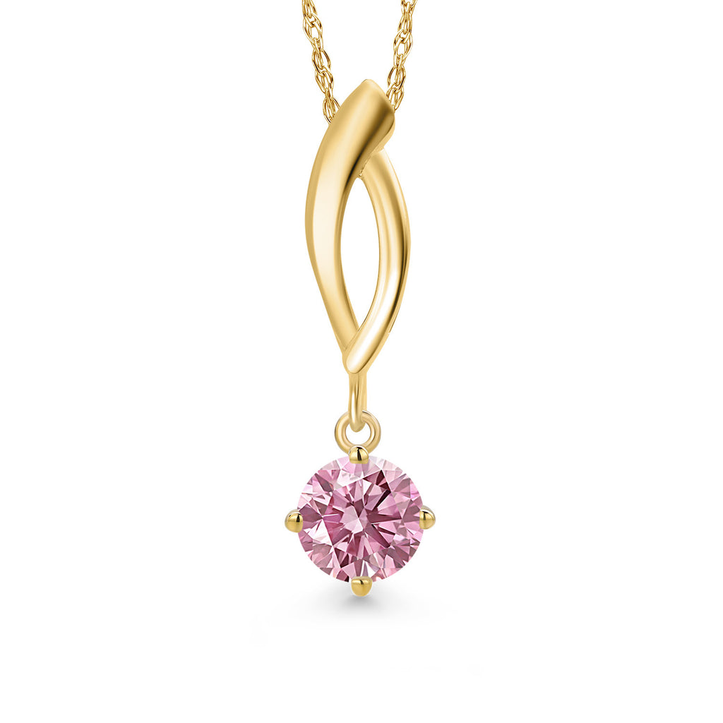 Pink Lab Grown Diamond - April_Pendant in 10K Yellow Gold