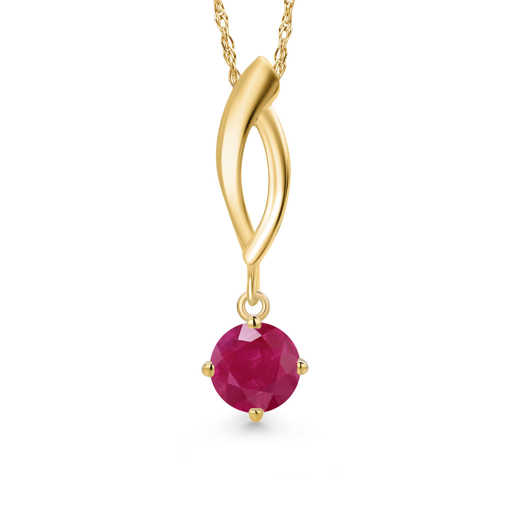 Ruby - July_Pendant in 10K Yellow Gold