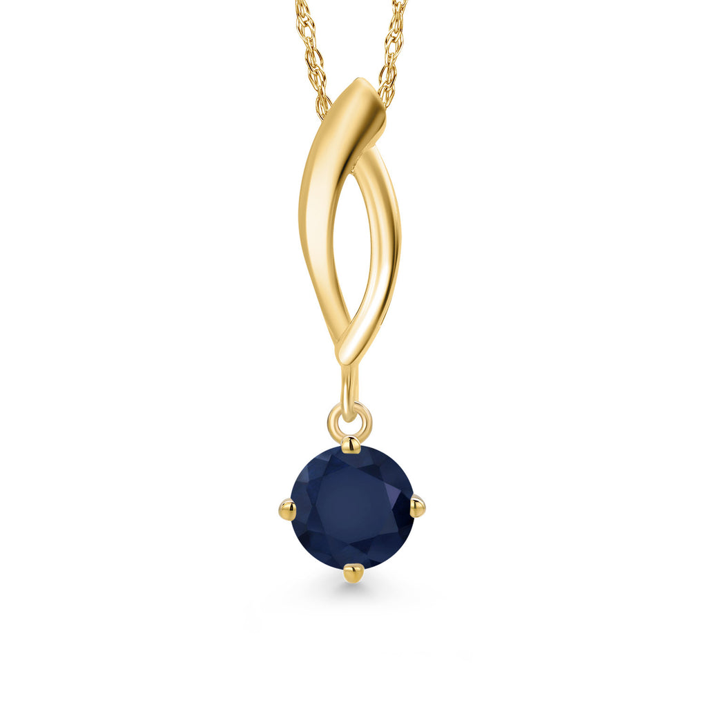 Blue Sapphire - September_Pendant in 10K Yellow Gold