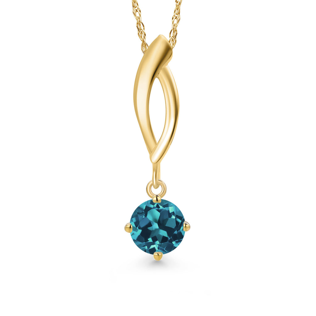 London Blue Topaz - November_Pendant in 10K Yellow Gold