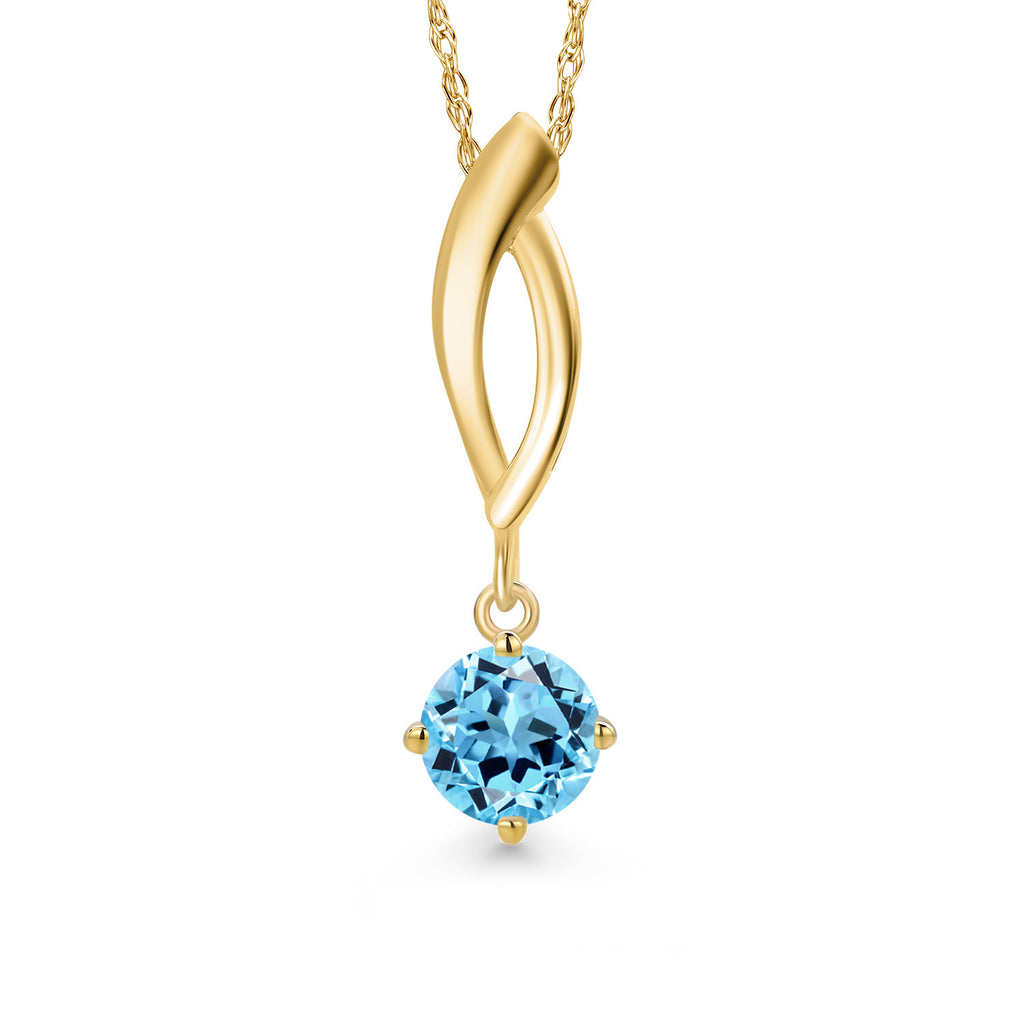 Swiss Blue Topaz - November_Pendant in 10K Yellow Gold