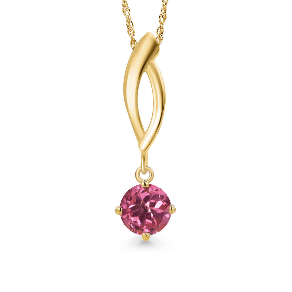 Pink Tourmaline - October_Pendant in 10K Yellow Gold