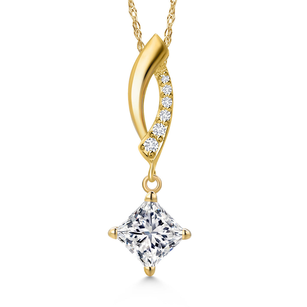 White Lab Grown Diamond - April_Pendant in 10K Yellow Gold