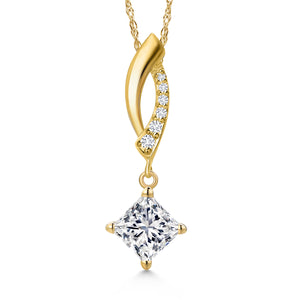 White Lab Grown Diamond - April_Pendant in 10K Yellow Gold