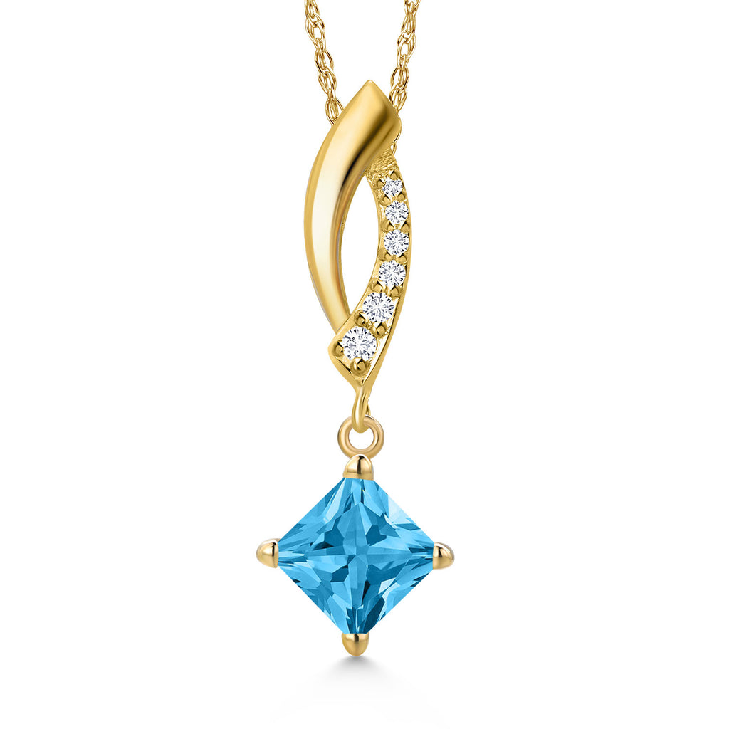 Swiss Blue Topaz - November_Pendant in 10K Yellow Gold