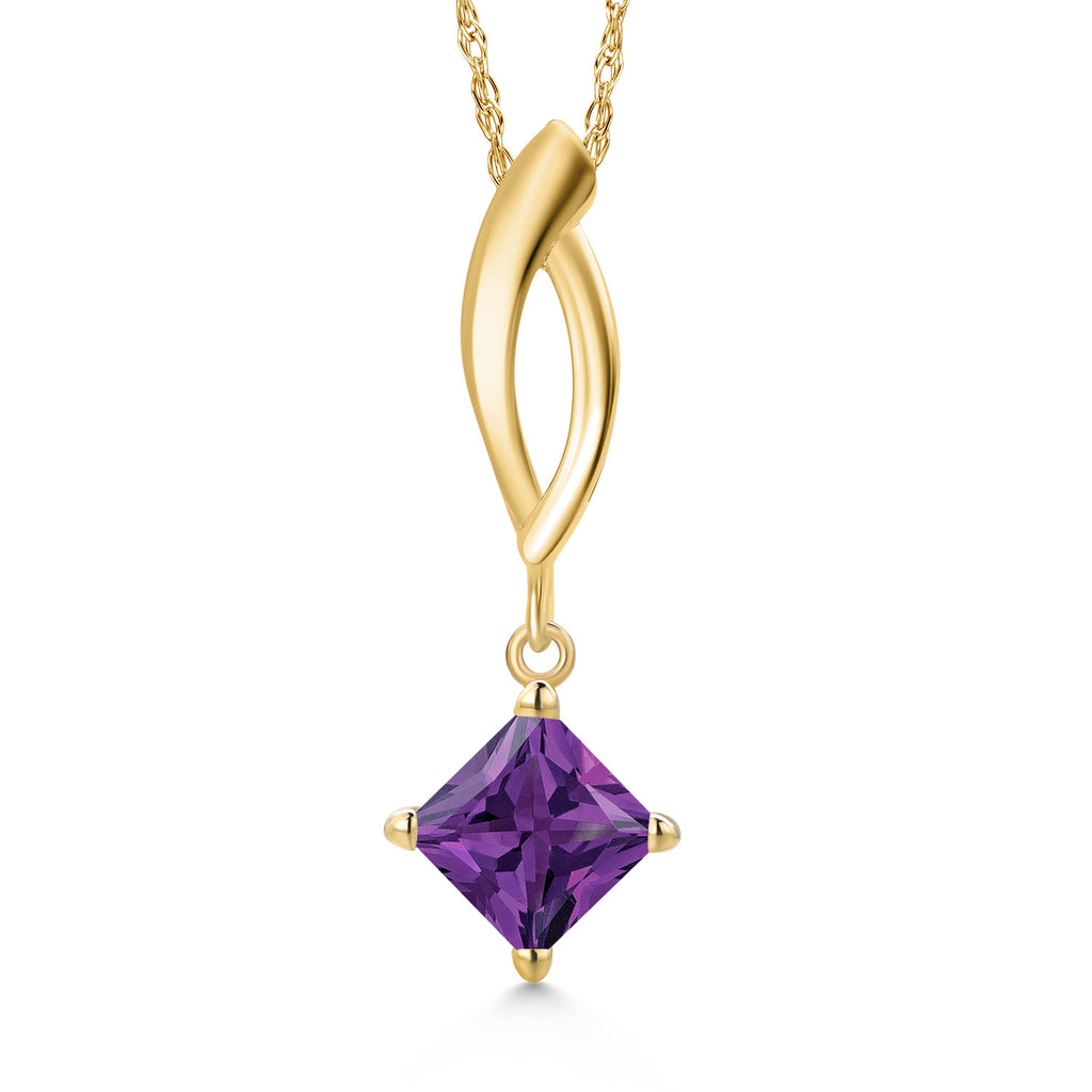 Amethyst - February_Pendant in 10K Yellow Gold