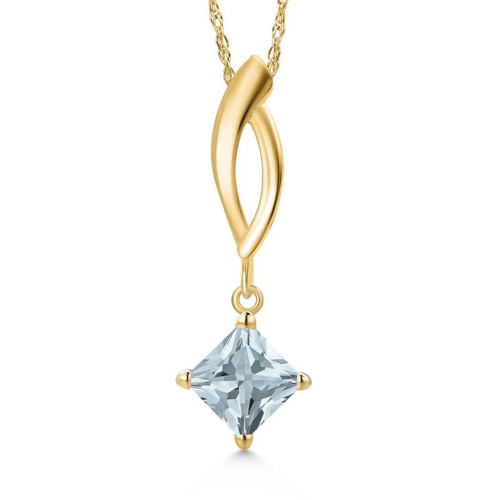 Aquamarine - March_Pendant in 10K Yellow Gold