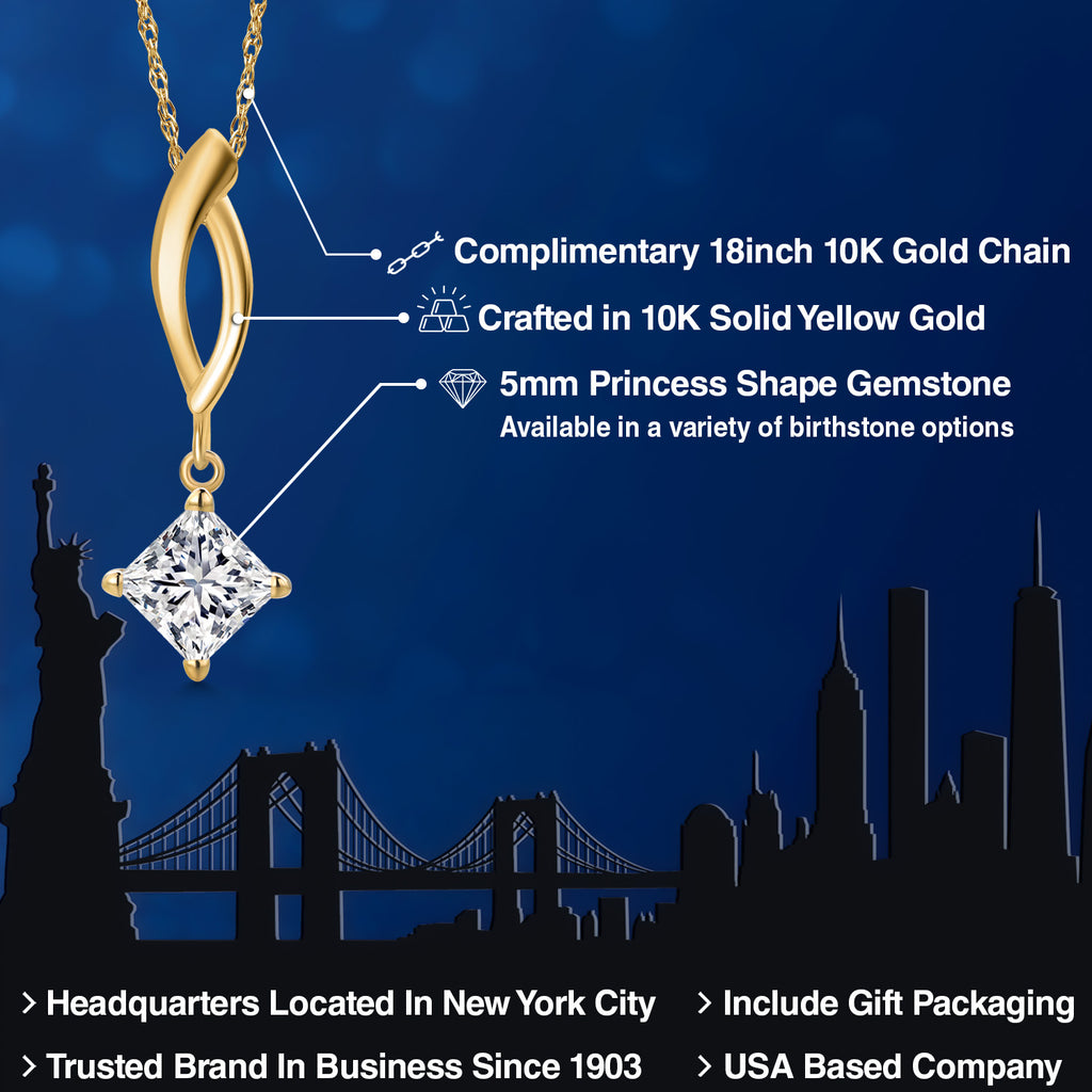 White Lab Grown Diamond - April_Pendant in 10K Yellow Gold