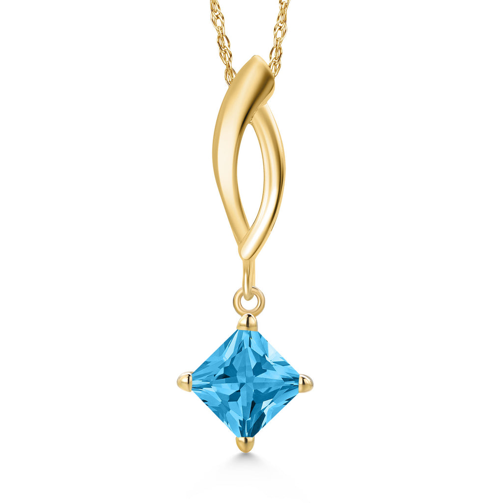 Swiss Blue Topaz - November_Pendant in 10K Yellow Gold