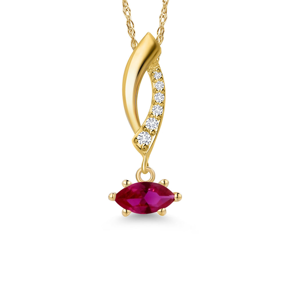 Created Ruby - July_Pendant in 10K Yellow Gold