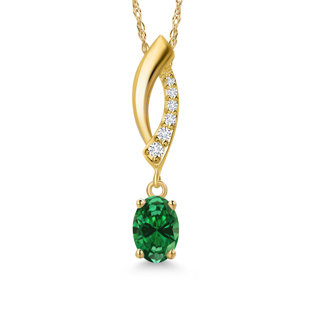 Created Emerald - May_Pendant in 10K Yellow Gold