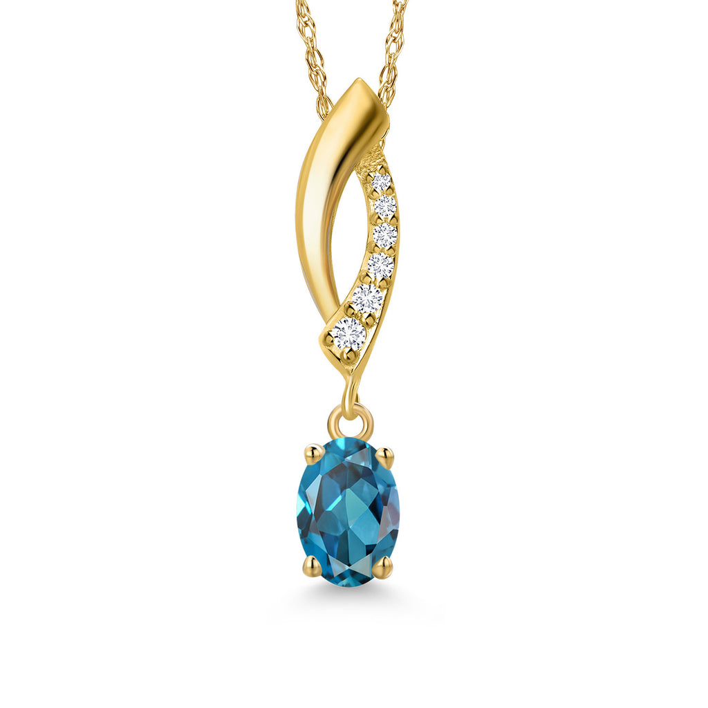 London Blue Topaz - November_Pendant in 10K Yellow Gold