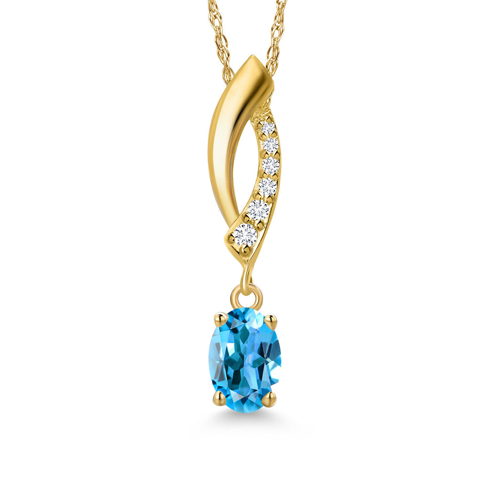 Swiss Blue Topaz - November_Pendant in 10K Yellow Gold