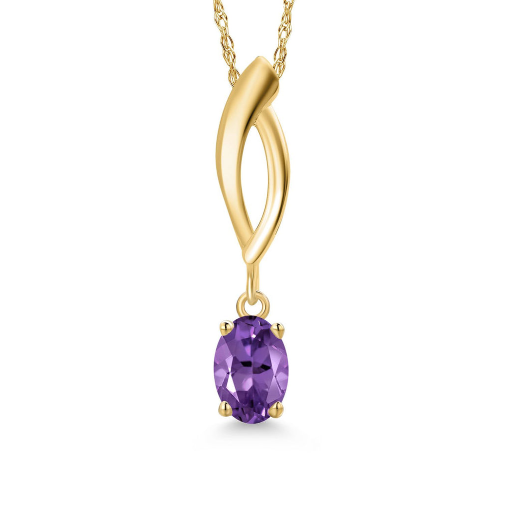 Amethyst - February_Pendant in 10K Yellow Gold