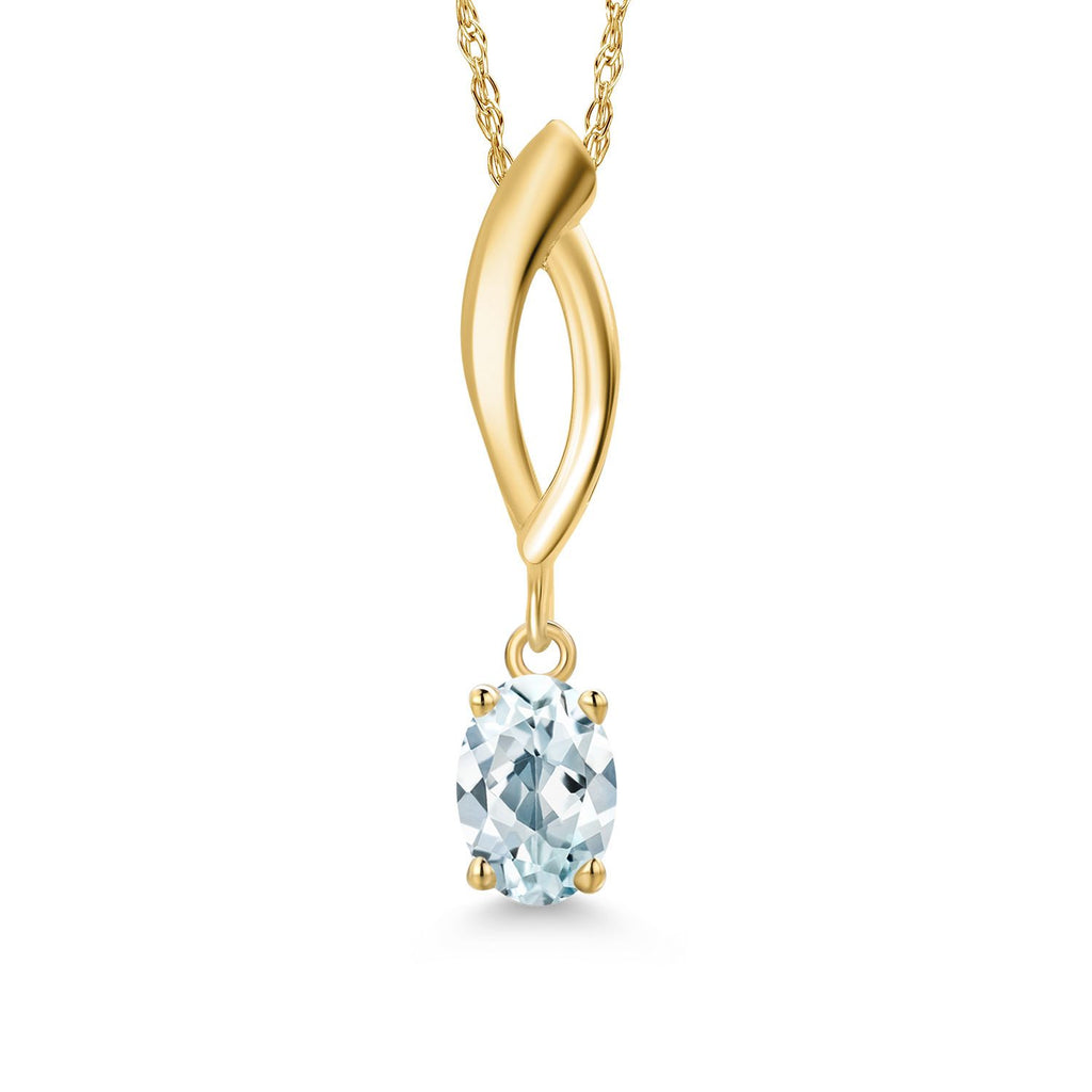 Aquamarine - March_Pendant in 10K Yellow Gold