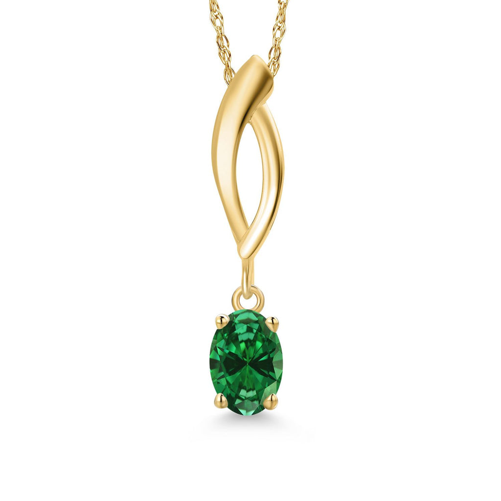 Created Emerald - May_Pendant in 10K Yellow Gold