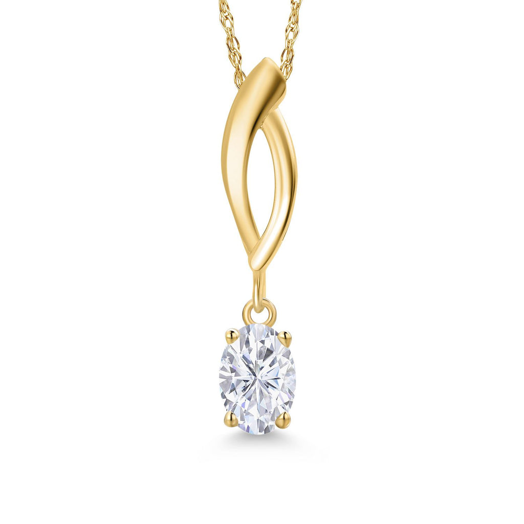 White Moissanite - April_Pendant in 10K Yellow Gold