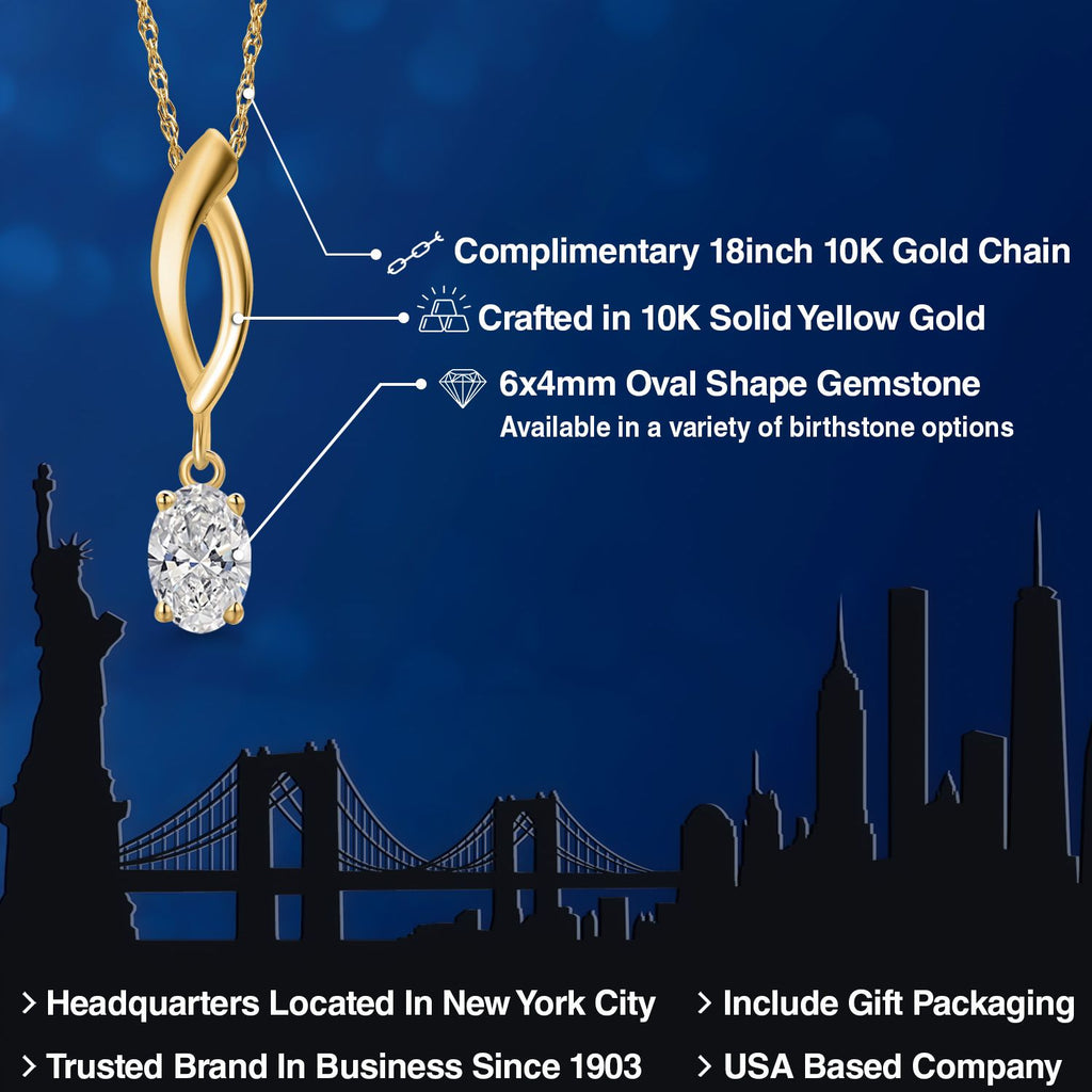 White Lab Grown Diamond - April_Pendant in 10K Yellow Gold