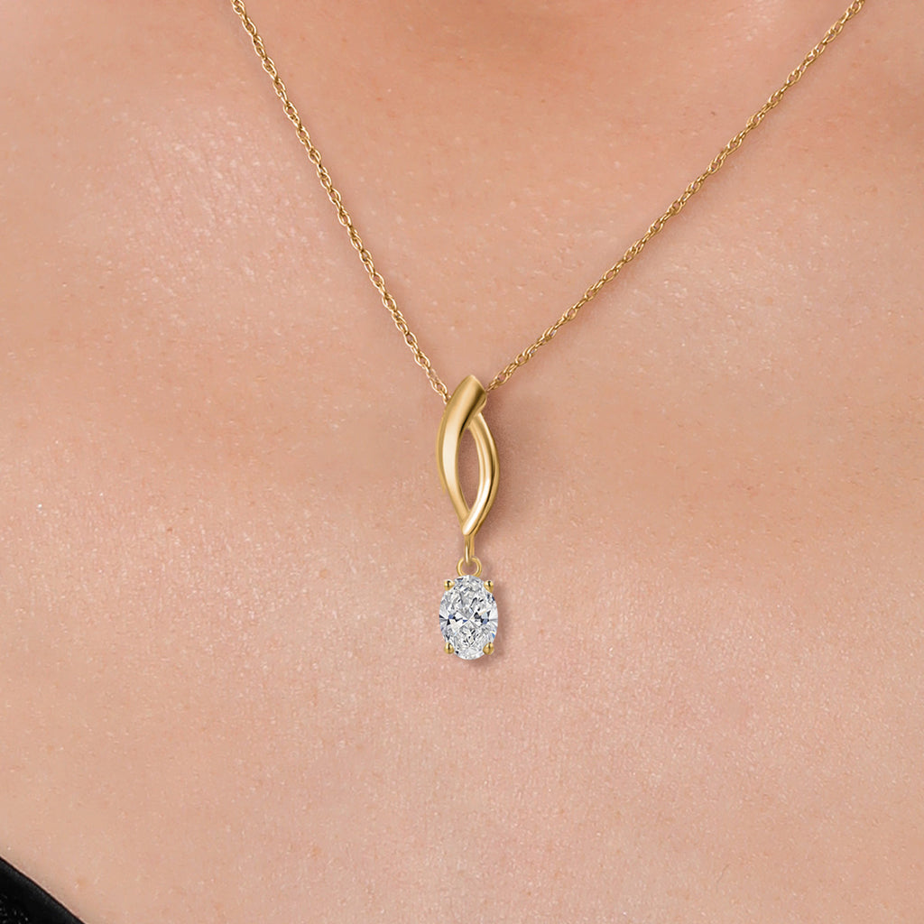White Lab Grown Diamond - April_Pendant in 10K Yellow Gold