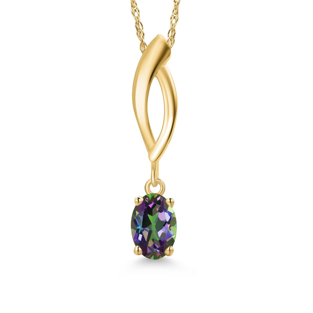 Green Mystic Topaz_Pendant in 10K Yellow Gold