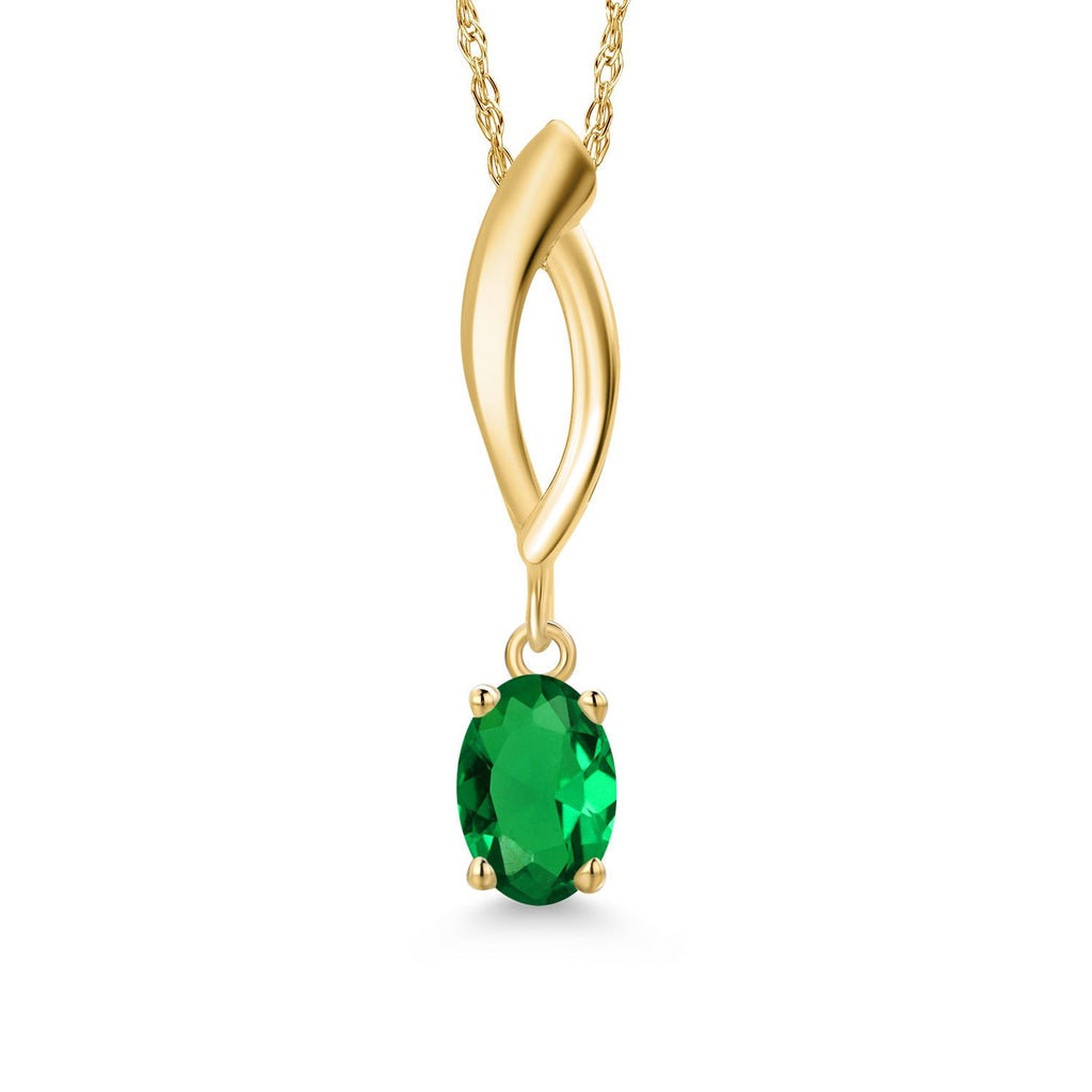 Nano Emerald - May_Pendant in 10K Yellow Gold